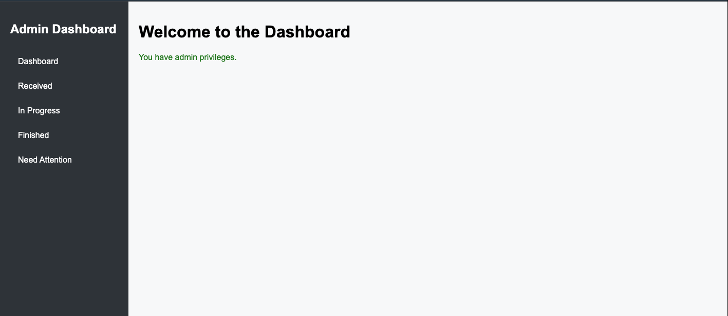 Admin Welcome Page