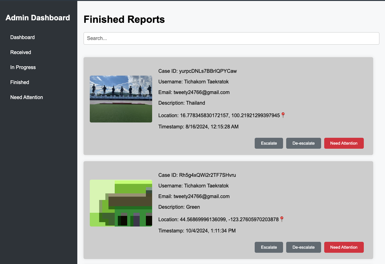 Admin Finished Page